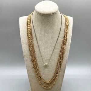 Classic Vintage Monet Multistrand Chain Gold Tone Necklace Five Strands